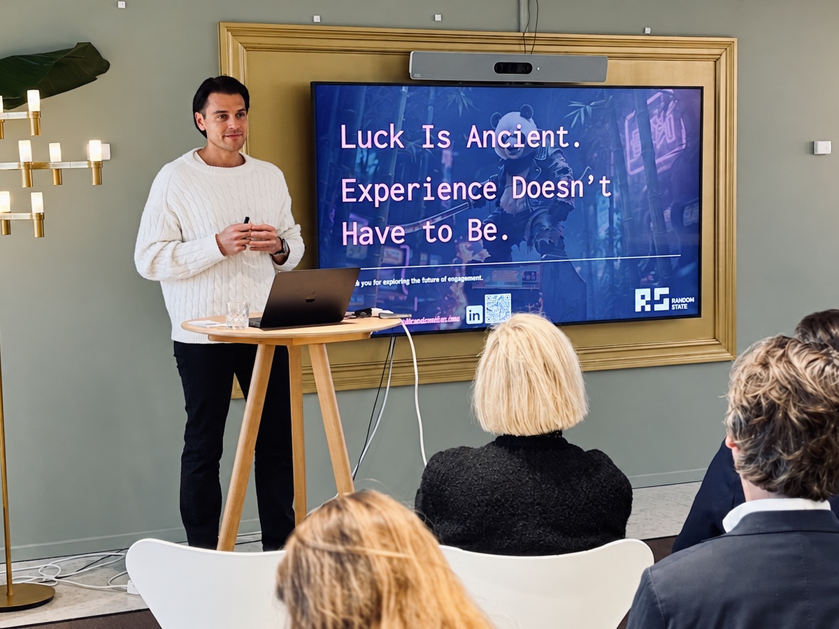Adam Fonsica giving a talk to an audience